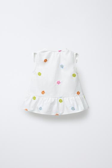 CHEMISE EN POPELINE À FLEURS BRODÉES - Blanc cassé de Zara - Image 1