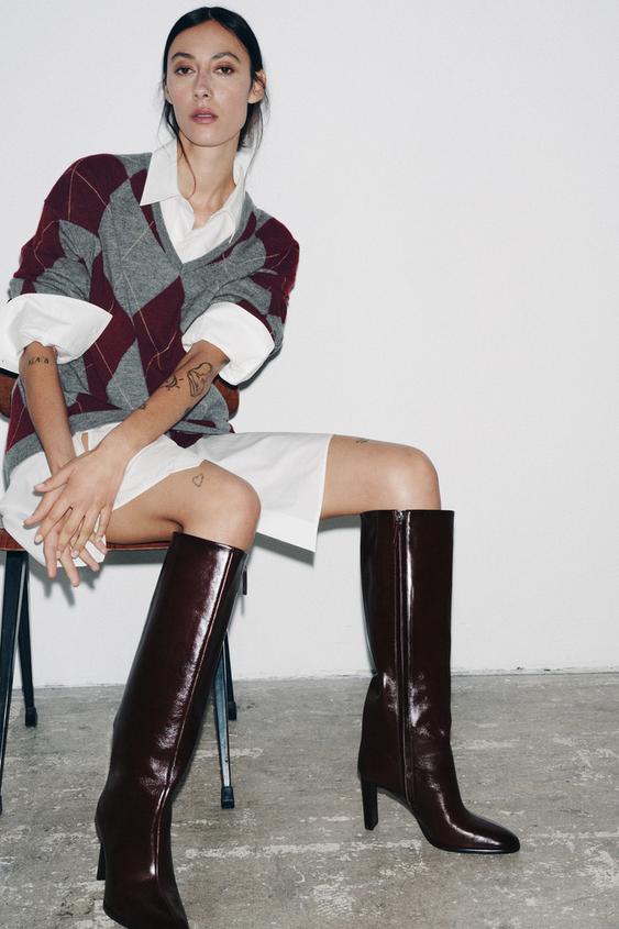 WIDE HEEL LEATHER BOOTS