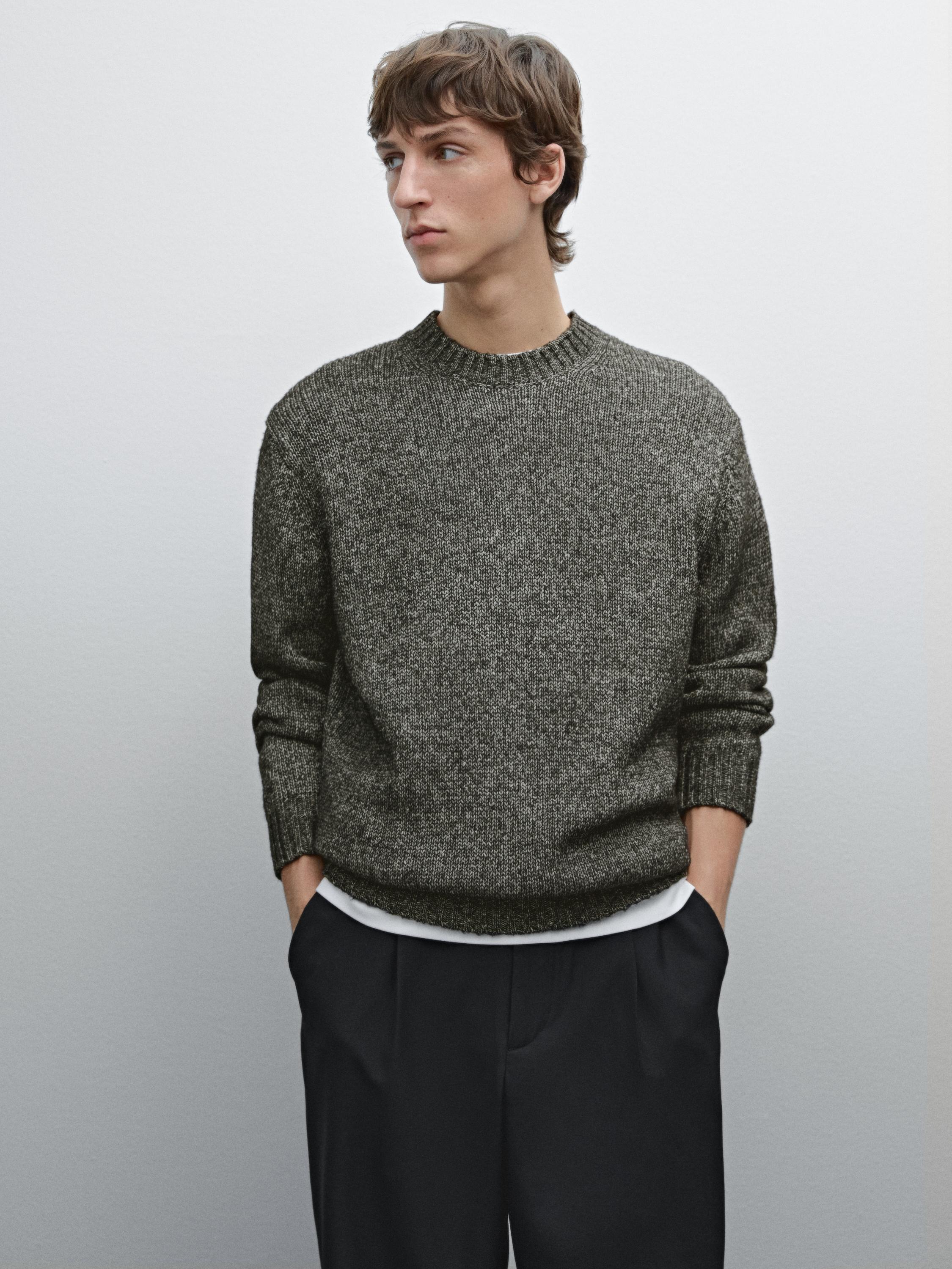 【特別送料無料！】 melange blend Cotton knit ZARA | Gray Anthracite - sweater トップス