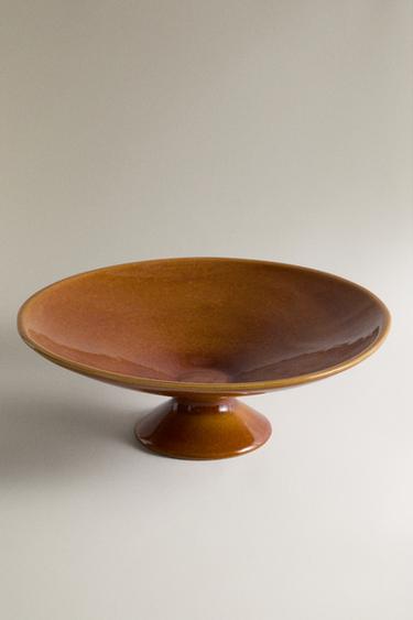 BROWN CERAMIC DECORATIVE BOWL — Brown 2