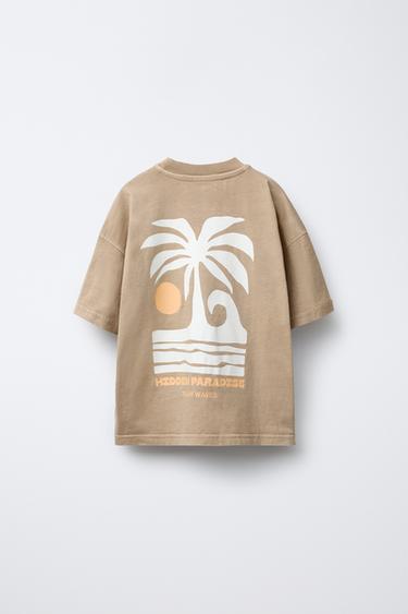 GARMENT DYE PRINT T-SHIRT AND BERMUDA SHORTS SET - Brown by Zara - Image 2