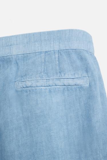 WASHED 100% LINEN BERMUDA SHORTS - Bluish by Zara - Image 9