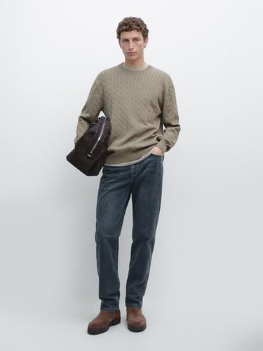 Zara Cotton cable-knit sweater - Beige / Green