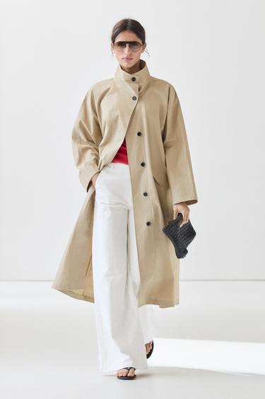 Trench col montant 100 % coton - Beige clair de Zara - Image 0
