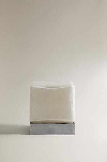 GLASS CUBE TABLE LAMP - Silver by Zara - Image 0