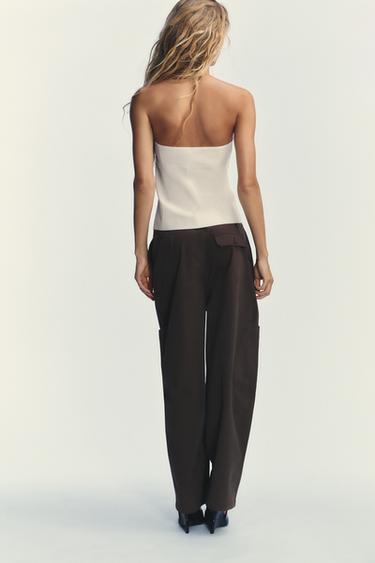 STRAPLESS TOP WITH BOW - Ecru by Zara - Image 3