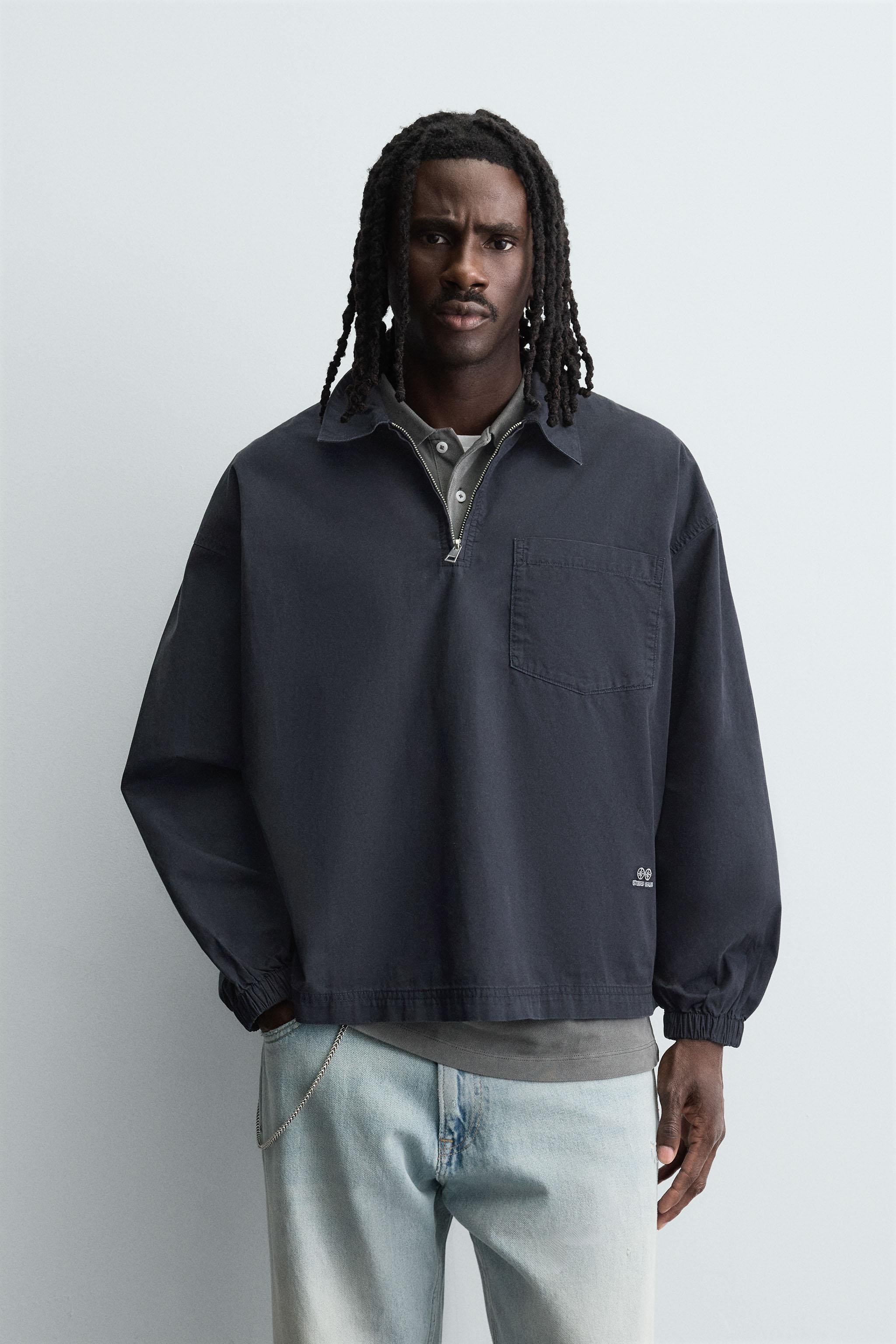 トップス Archive zip up polo DENIM ZIP-UP POLO SHIRT - Blue | ZARA Canada
