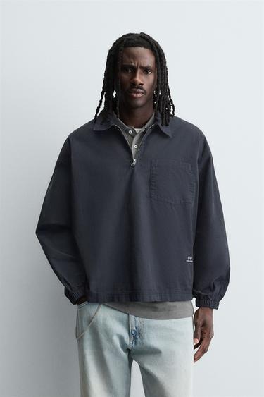 CAMISA POLO CREMALLERA DENIM - Azul de Zara