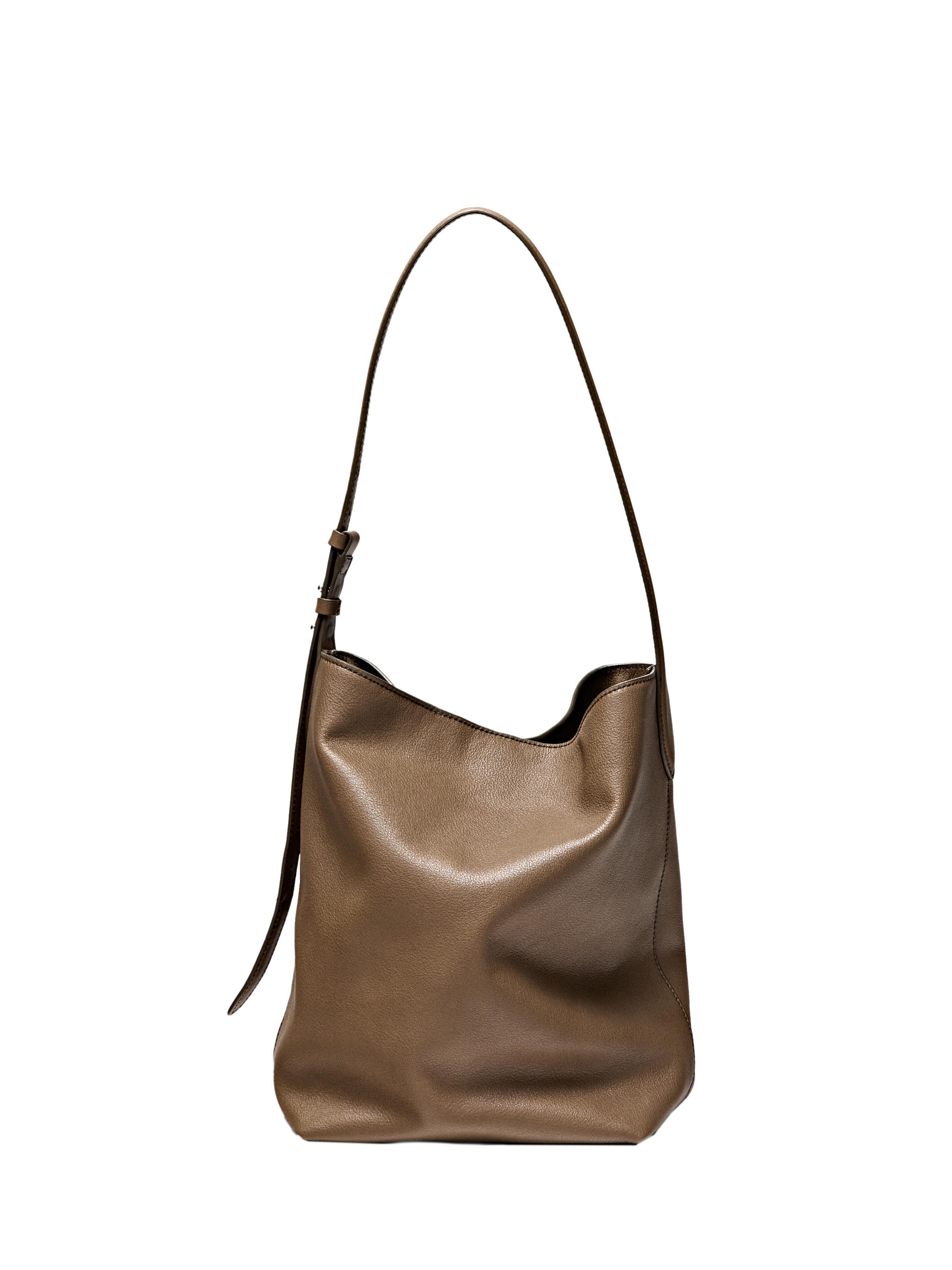 Nappa leather bucket bag — Black gold