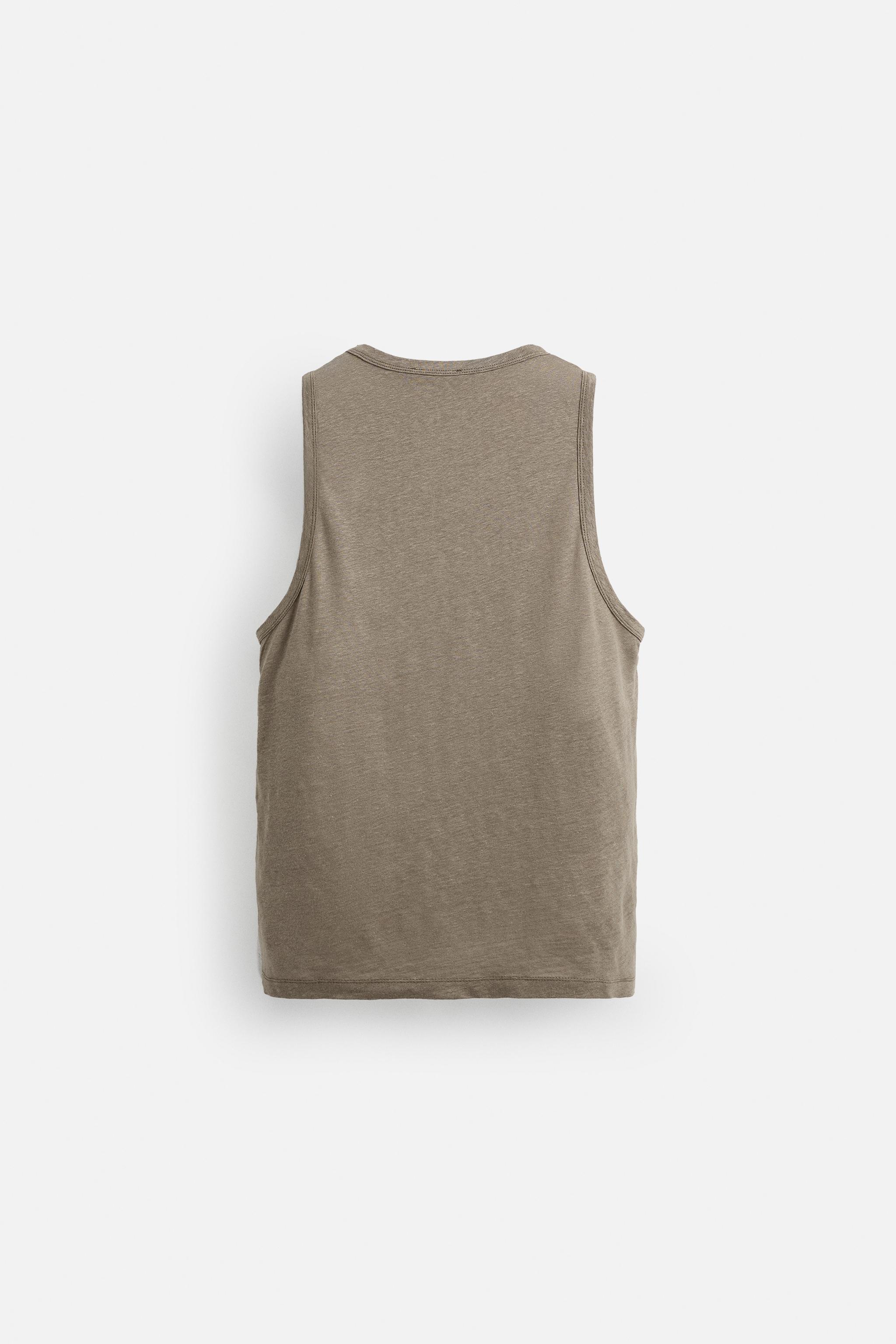 ★ドイツ発*ZARA*新作*リネンタンクトップ/BROWN★ 100%リネンタンクトップ - ブラウン/モール | ZARA Japan / 日本