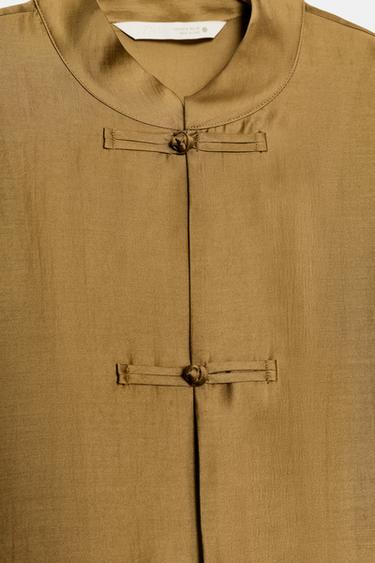 CHEMISE SATINÉE ALAMARS ZW COLLECTION - Moutarde de Zara - Image 8