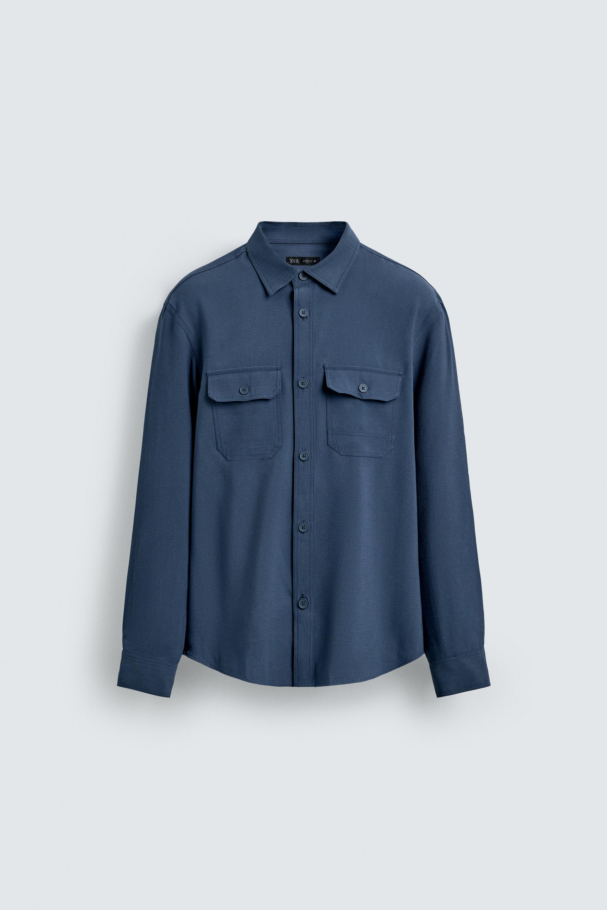 Flowing Shirt With Pockets - Blue
