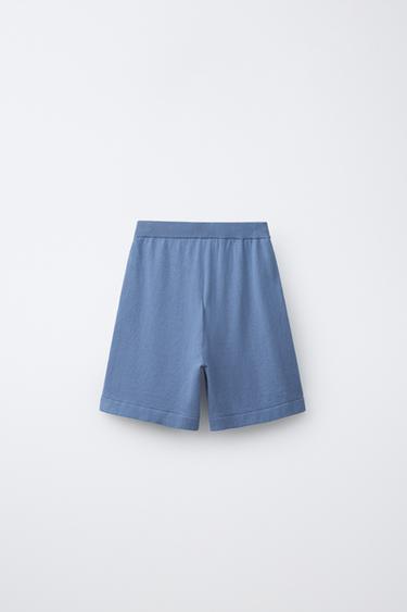 COTTON LINEN BERMUDA SHORTS - Blue by Zara - Image 1