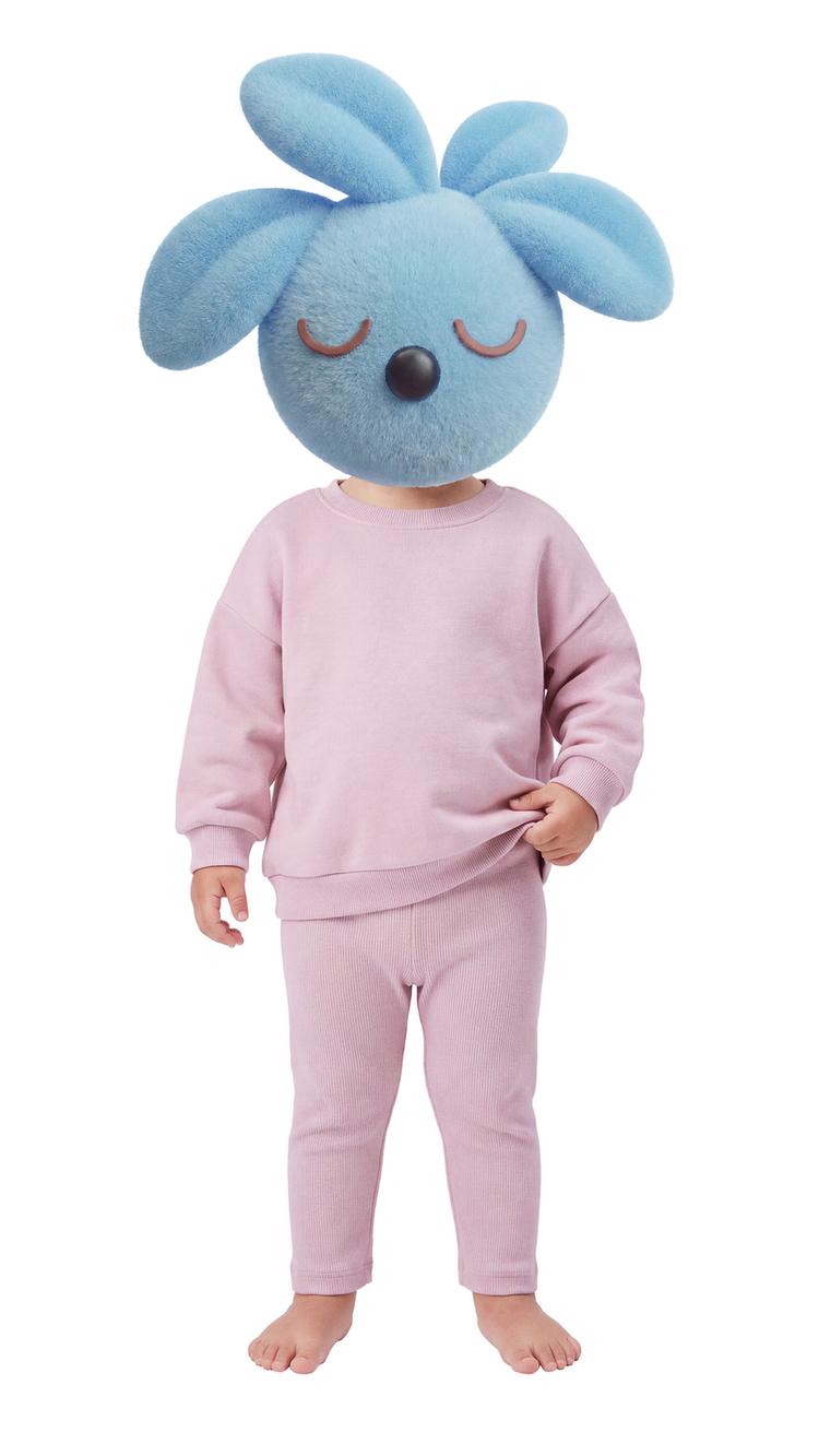 LABEL SWEATSHIRT AND PLAIN LEGGING SET — Pink