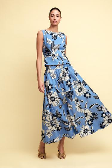 TOP MIT PRINT ZW COLLECTION - Bläulich von Zara