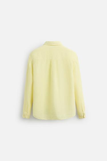 CHEMISE 100 % LIN - Jaune de Zara - Image 8