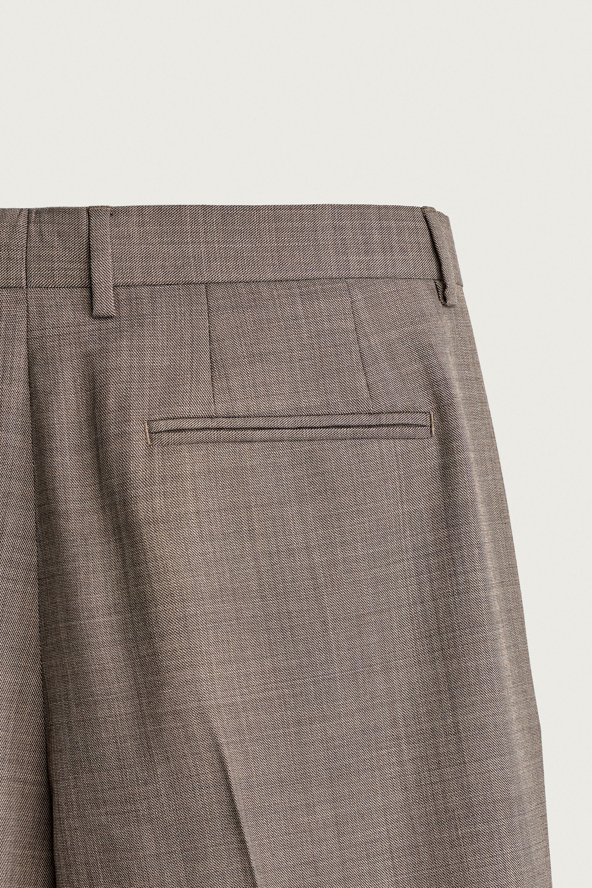 TEXTURED WOOL SUIT PANTS