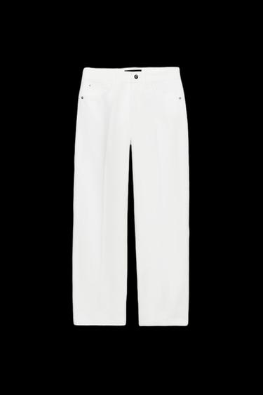 JEANS Z1975 BARREL MET MID-RISE EN GESTREKEN PLOOI - Wit van Zara - Afbeelding 0