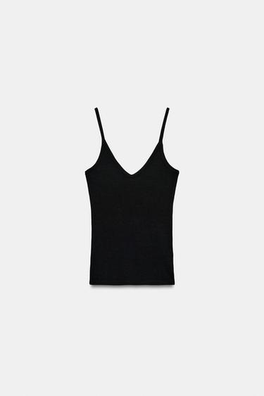 RIBBED STRAPPY TOP - Black by Zara - Image 3