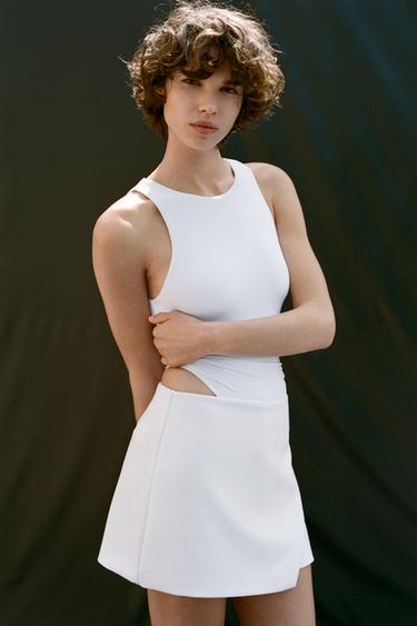 POLYAMIDE HALTERBODY - Wit van Zara