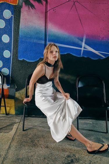 КОМБІНОВАНА СУКНЯ-КОМБІНАЦІЯ З ХУСТКОЮ - Білий Zara