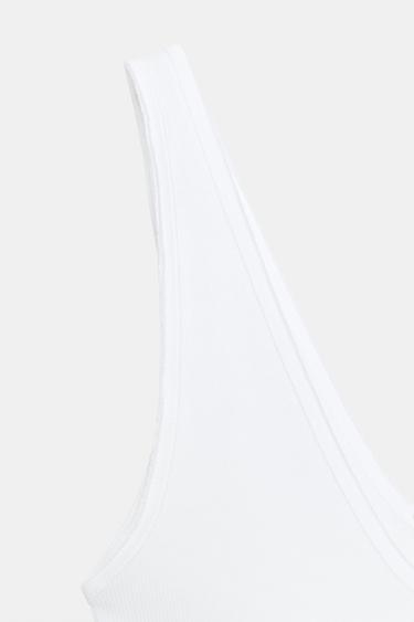 TOP COL EN V CÔTELÉ - Blanc de Zara - Image 4