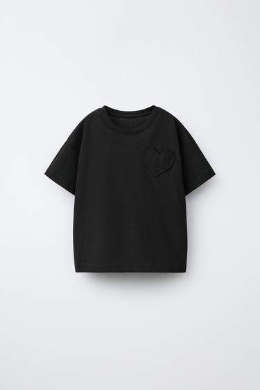 CAMISETA BOLSILLO CORAZÓN - Negro de Zara