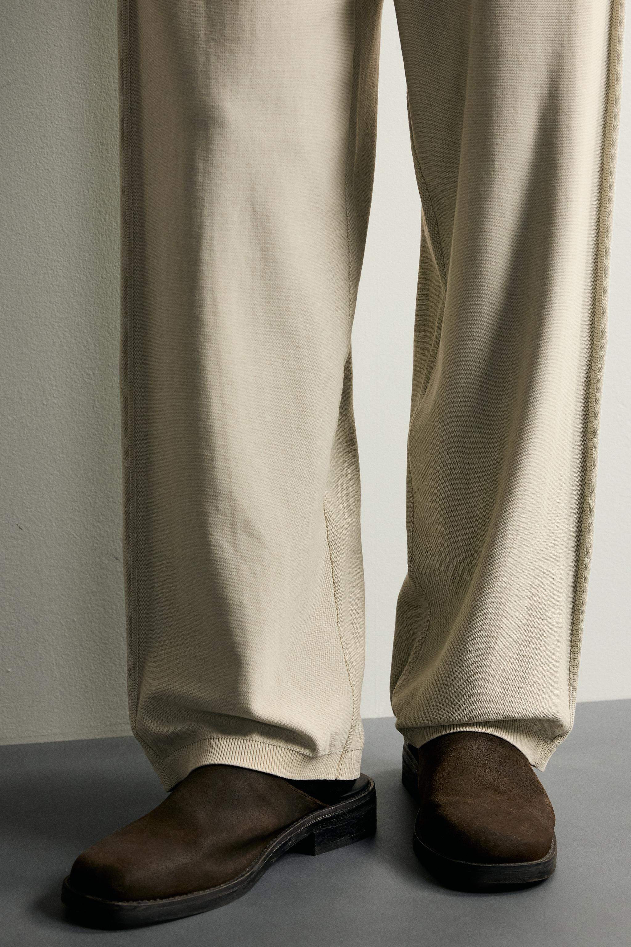 Zara PAMUKLU ÖRGÜ RELAXED FIT PANTOLON görsel 5
