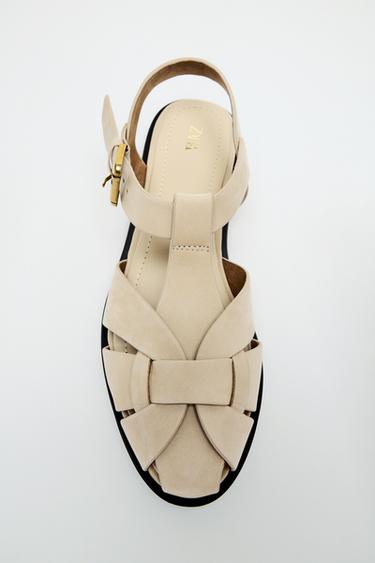 LEATHER CAGE SANDALS - Sand Brown by Zara