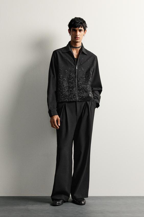 SEQUIN CROPPED FIT JACKET - Black by Zara - Image 0