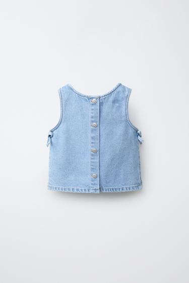 DENIM TOP WITH BOWS - Mid-blue by Zara