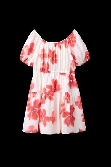 KLEID MIT AQUARELL-BLUMENMUSTER - Rot von Zara - Bild 0