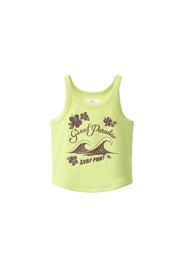 Zara SURF PRINT TOP - Lime green