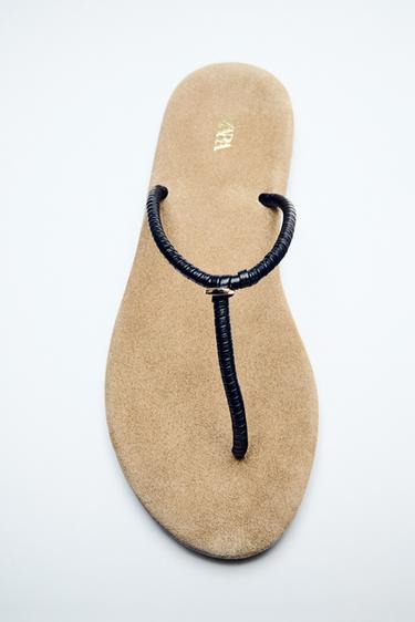 STRAPPY FLAT SANDALS - Black by Zara