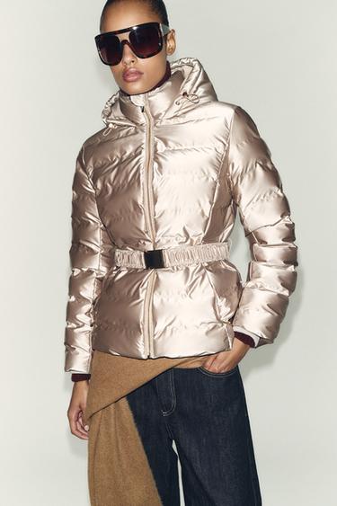 Zara FITTED CROPPED WINDPROOF ANORAK - Soft gold