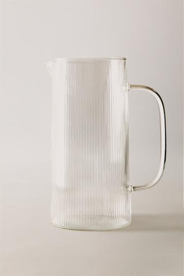 BOROSILICATE JUG WITH LINE DESIGN - Transparent by Zara