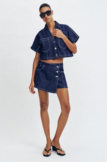 Z1975 WRAP DENIM SKORT - Blue by Zara