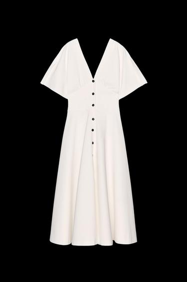 VESTIDO MIDI BOTONES ZW COLLECTION - Blanco de Zara - Imagen 0