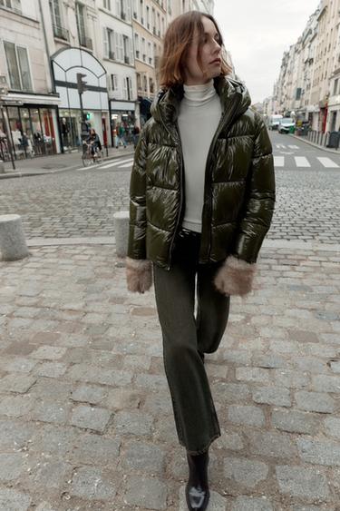 ANORAK EFECTO BRILLANTE WATER REPELLENT WINDPROOF - Caqui de Zara