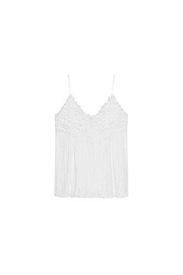 ZW COLLECTION EMBROIDERED PUFFED TOP - Oyster-white by Zara