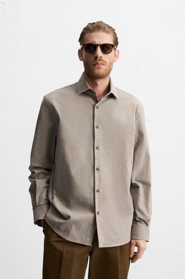 CAMISA ESTRUCTURA ALGODÓN - Beige de Zara