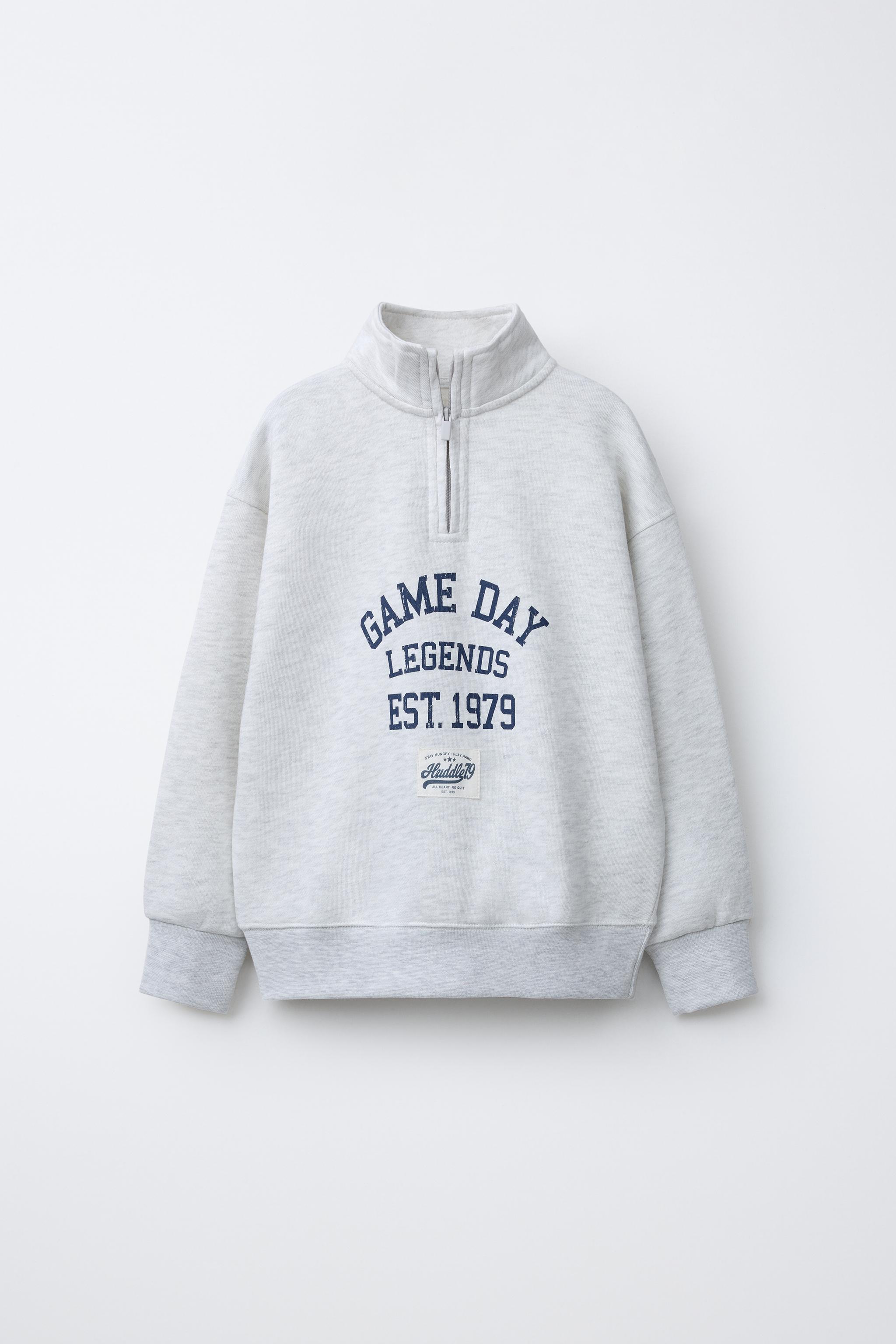 SPORTY SWEATSHIRT WITH SLOGAN - Grey marl | ZARA Turkey