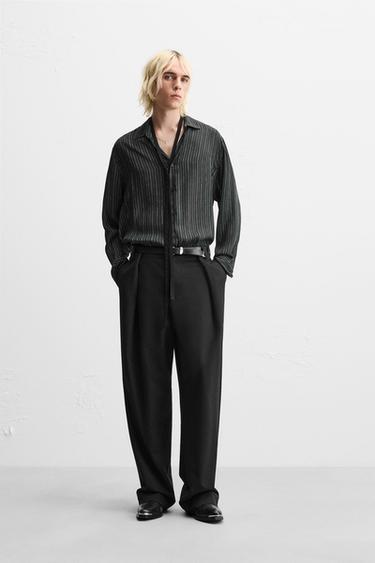 SHIMMERY STRIPED SHIRT - Black by Zara