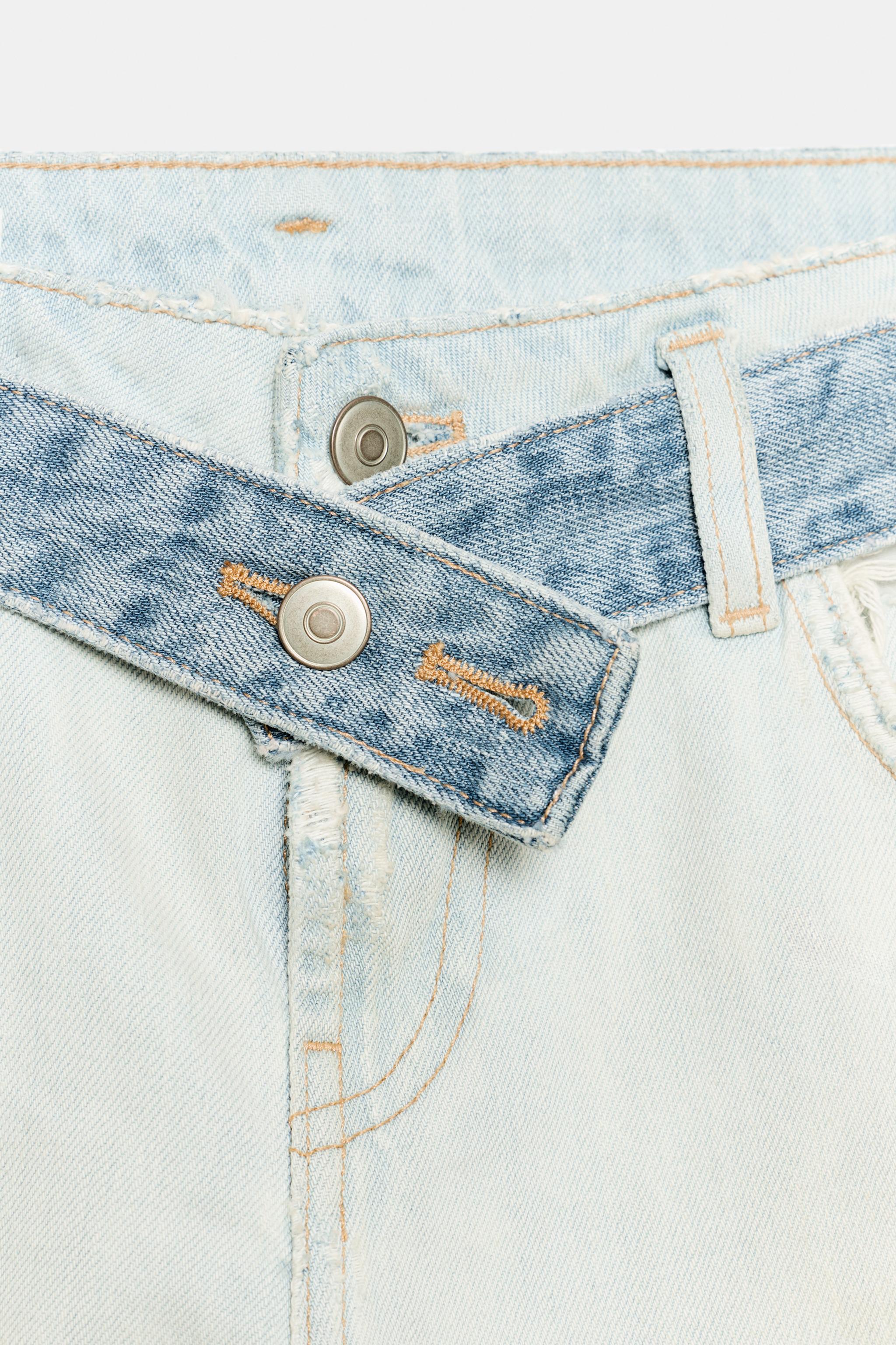 TRF MID-RISE RIPPED DENIM BERMUDA SHORTS WITH BELT
