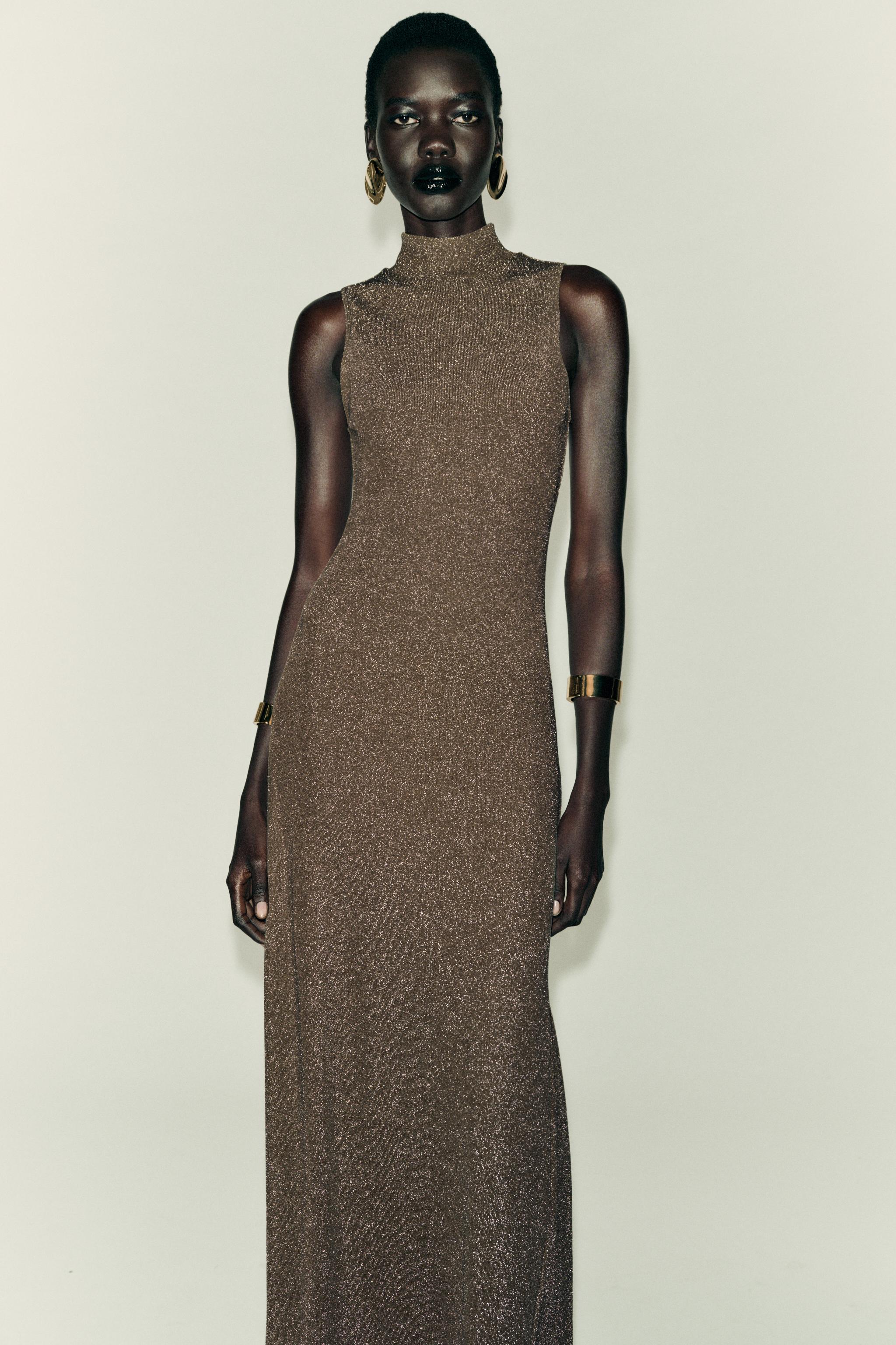 METALLIC THREAD SLEEVELESS DRESS - Gold | ZARA United States