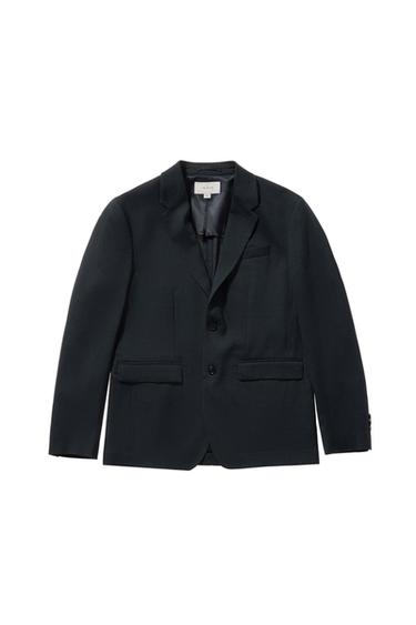 Zara HEMP-WOOL SUIT BLAZER - Navy blue