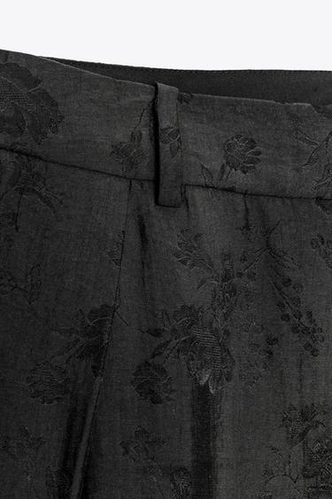 ZW COLLECTION FLORAL JACQUARD TROUSERS - Black by Zara - Image 5