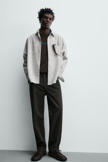 TEXTURED CHECK SHIRT - Sand / Blue by Zara - Image 6