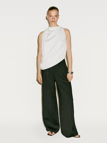 Zara Flowing asymmetric draped top - Limited Edition - Oyster-white - Image 0