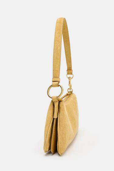 SAC EN CUIR DAIM À BANDOULIÈRE - Jaune moutarde de Zara - Image 4